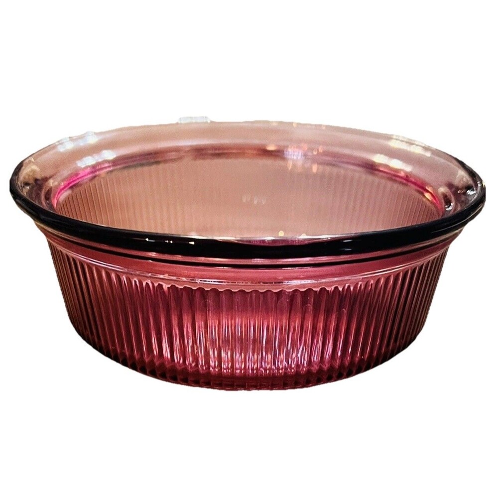 Vintage Corning Visions Cranberry Glass C-16-B 1 Pint Casserole Dish